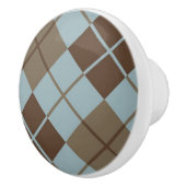 Argyle Pattern in Blue and Taupe Keramische Knop (Rechts)