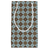 Argyle Pattern in Blue and Taupe Klein Cadeauzakje (Voorkant)