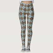 Argyle Pattern in Blue and Taupe Leggings (Voorkant)