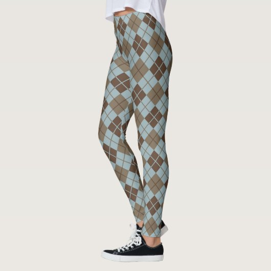 Argyle Pattern in Blue and Taupe Leggings (Links)