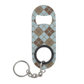 Argyle Pattern in Blue and Taupe Mini Flessenopener (Voorkant)