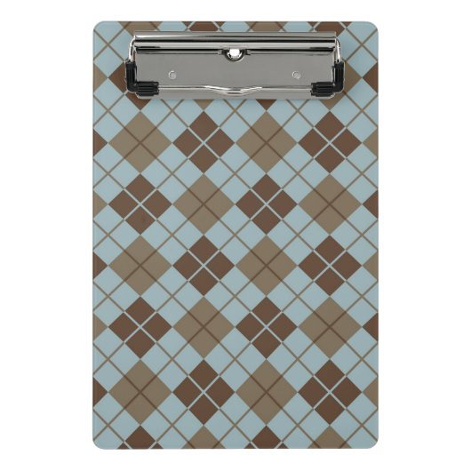 Argyle Pattern in Blue and Taupe Mini Klembord (Voorkant)
