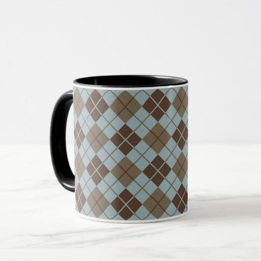 Argyle Pattern in Blue and Taupe Mok (Voorkant links)