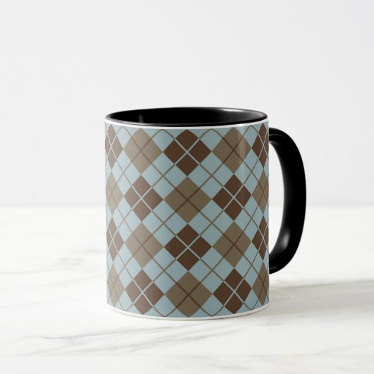 Argyle Pattern in Blue and Taupe Mok (Voorkant rechts)