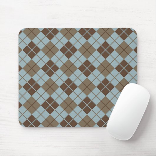 Argyle Pattern in Blue and Taupe Muismat (Met muis)