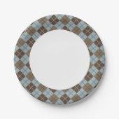 Argyle Pattern in Blue and Taupe Papieren Bordje (Voorkant)