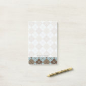 Argyle Pattern in Blue and Taupe Post-it® Notes (Op bureau)