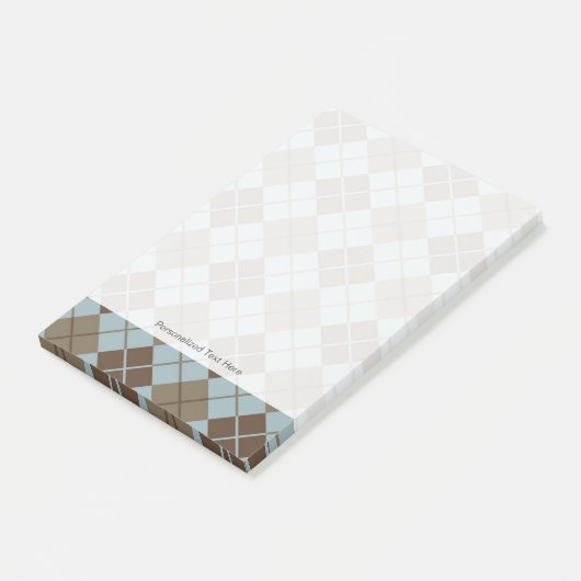 Argyle Pattern in Blue and Taupe Post-it® Notes (Schuin)