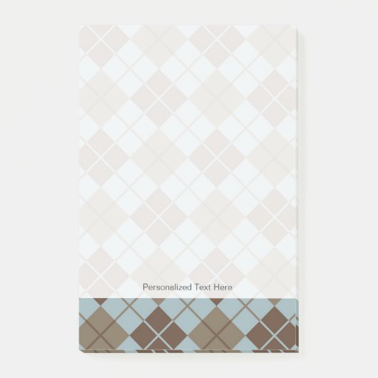 Argyle Pattern in Blue and Taupe Post-it® Notes (Voorkant)
