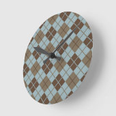 Argyle Pattern in Blue and Taupe Ronde Klok (Hoek)