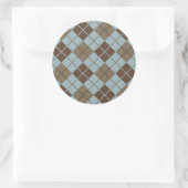 Argyle Pattern in Blue and Taupe Ronde Sticker (Tas)