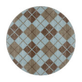 Argyle Pattern in Blue and Taupe Snijplank (Voorkant)