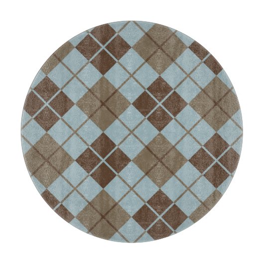 Argyle Pattern in Blue and Taupe Snijplank (Voorkant)