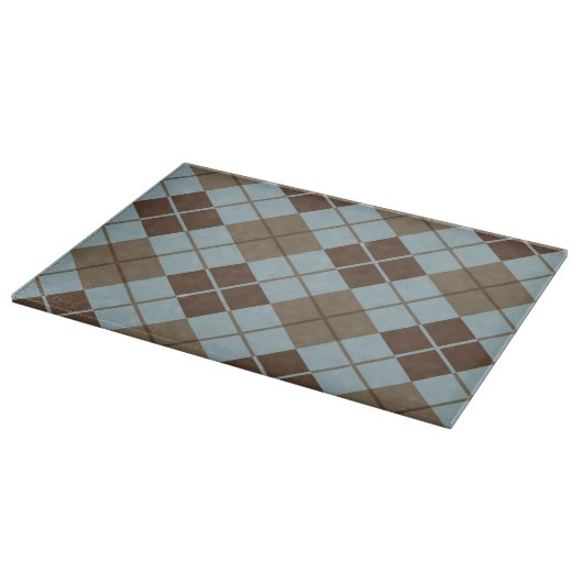 Argyle Pattern in Blue and Taupe Snijplank (Hoek)