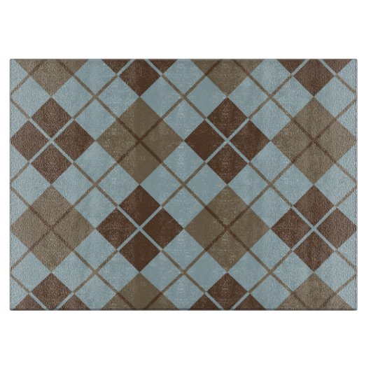 Argyle Pattern in Blue and Taupe Snijplank (Voorkant)