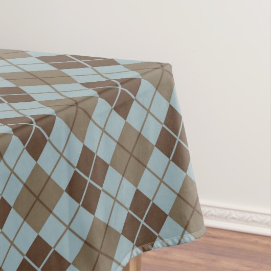 Argyle Pattern in Blue and Taupe Tafelkleed (Voorbeeld)