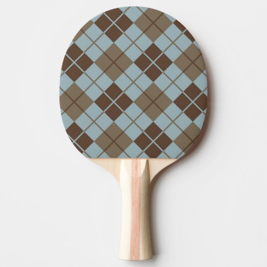 Argyle Pattern in Blue and Taupe Tafeltennisbatje (Voorkant)