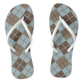 Argyle Pattern in Blue and Taupe Teenslippers (Voetbed)