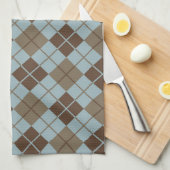 Argyle Pattern in Blue and Taupe Theedoek (Quarter Fold)