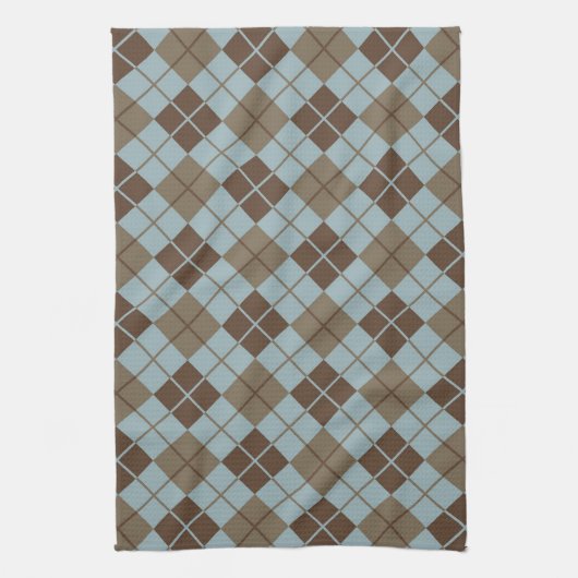 Argyle Pattern in Blue and Taupe Theedoek (Verticaal)