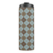 Argyle Pattern in Blue and Taupe Thermosbeker (Voorkant)