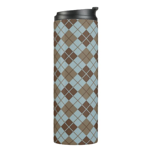 Argyle Pattern in Blue and Taupe Thermosbeker (Gedraaid links)