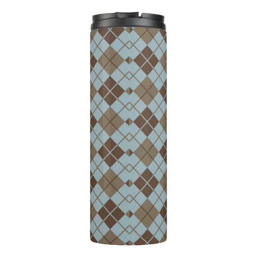 Argyle Pattern in Blue and Taupe Thermosbeker (Achterkant)
