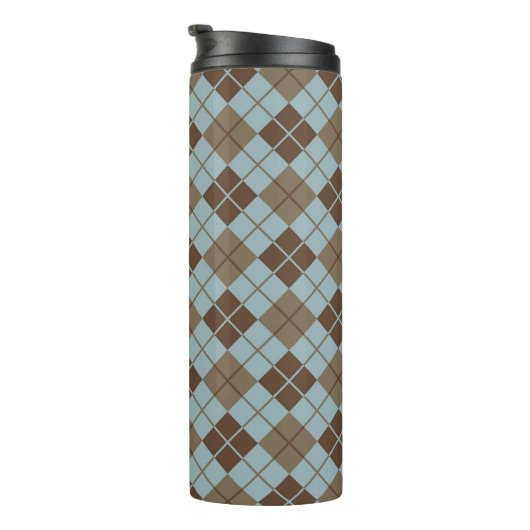 Argyle Pattern in Blue and Taupe Thermosbeker (Geroteerd rechts)
