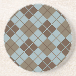 Argyle Pattern in Blue and Taupe Zandsteen Onderzetter