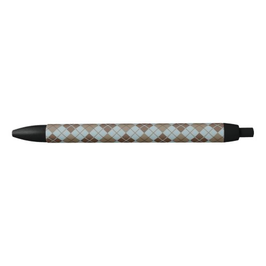 Argyle Pattern in Blue and Taupe Zwarte Inkt Pen (Voorkant)