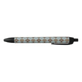 Argyle Pattern in Blue and Taupe Zwarte Inkt Pen (Bodem)