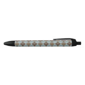Argyle Pattern in Blue and Taupe Zwarte Inkt Pen (Bovenkant)