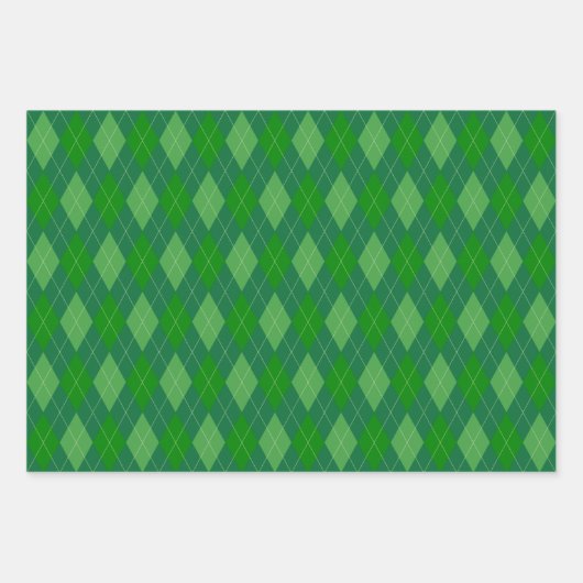 Argyle Pattern Red en Green Inpakpapier Vel (Voorkant)
