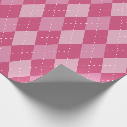 Argyle Pattern, Roze Cadeaupapier (Hoek)