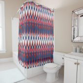 Argyle Pattern White Blue Red Ikat Technique Douchegordijn (In situ)