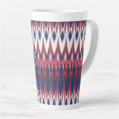 Argyle Pattern White Blue Red Ikat Technique Latte Mok (Rechterhoek)