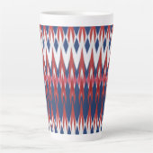 Argyle Pattern White Blue Red Ikat Technique Latte Mok (Voorkant)