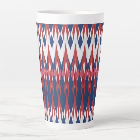 Argyle Pattern White Blue Red Ikat Technique Latte Mok (Voorkant)