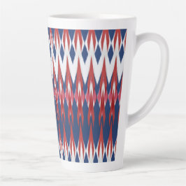 Argyle Pattern White Blue Red Ikat Technique Latte Mok