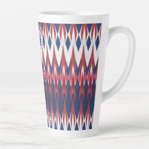 Argyle Pattern White Blue Red Ikat Technique Latte Mok