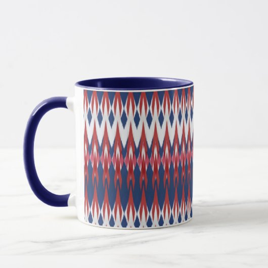 Argyle Pattern White Blue Red Ikat Technique Mok (Links)