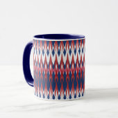 Argyle Pattern White Blue Red Ikat Technique Mok (Voorkant links)