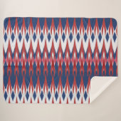 Argyle Pattern White Blue Red Ikat Technique Sherpa Deken (Voorkant (horizontaal))