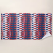 Argyle Pattern White Blue Red Ikat Technique Strandlaken (Voorkant)