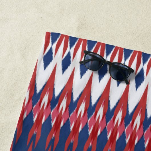 Argyle Pattern White Blue Red Ikat Technique Strandlaken (In situ)