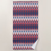Argyle Pattern White Blue Red Ikat Technique Strandlaken (Voorkant)