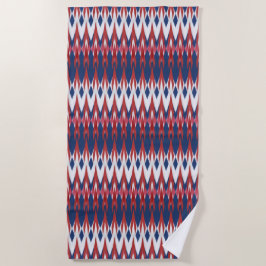 Argyle Pattern White Blue Red Ikat Technique Strandlaken