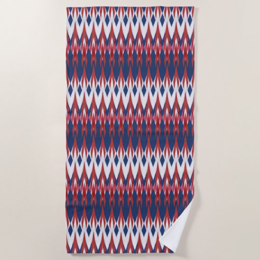 Argyle Pattern White Blue Red Ikat Technique Strandlaken (Voorkant)