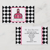 Argyle Pink Schoolhouse Teacher Visitekaartje (Voorkant / Achterkant)