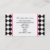 Argyle Pink Schoolhouse Teacher Visitekaartje (Achterkant)